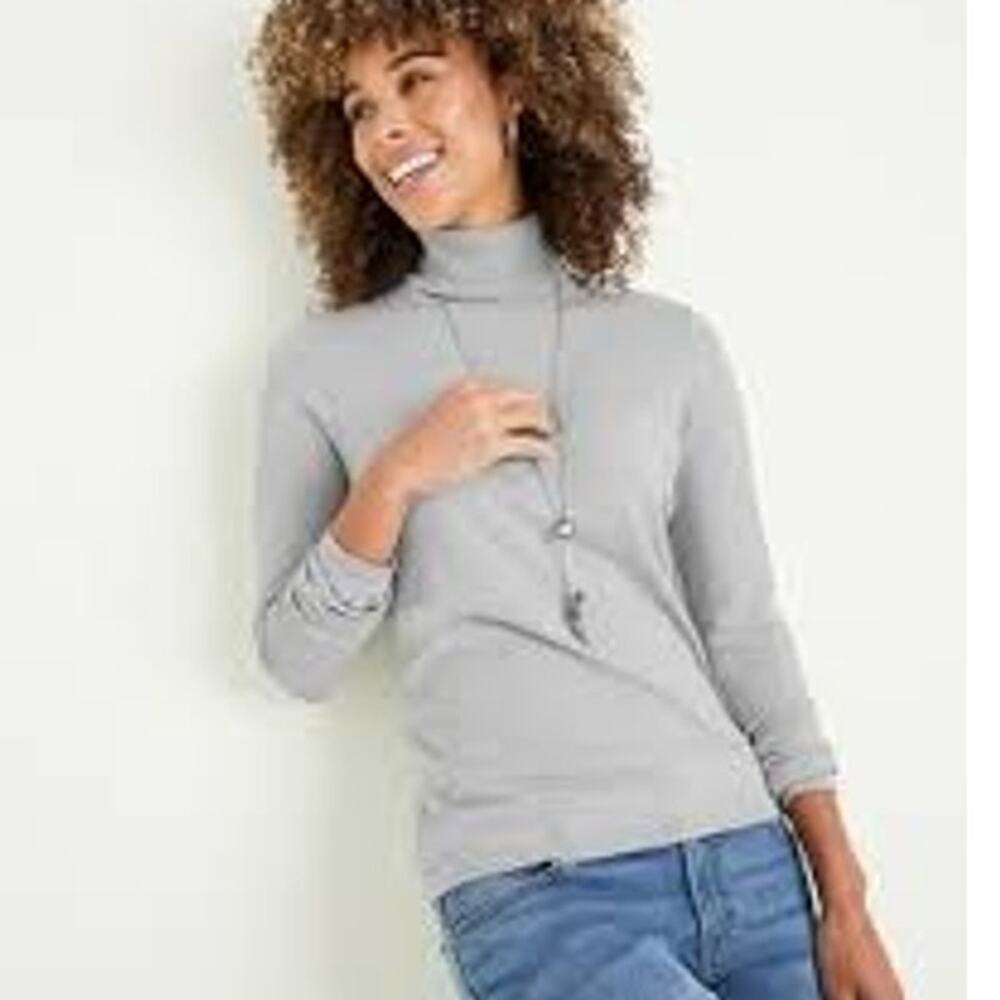 NWT-Chicos Long Sleeve Ashlan Cozy Turtleneck Pullover Sweater Women Size 1 Gray